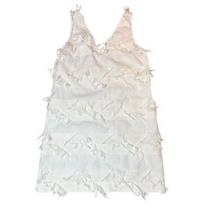 Maeve Anthropologie White fringe dress size 8 EUC